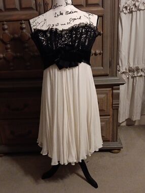 Marchesa Black Lace with Ivory Bodice Dress